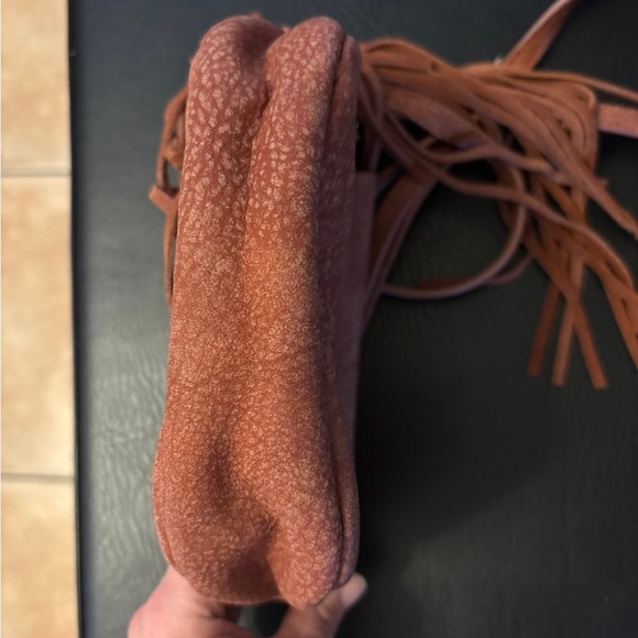 Free People Real Suede Fringe Leather Crossbody Bag - Tan - Picture 6 of 12